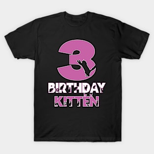 3rd Birthday Kitten Girl 3 Years Old Cute Cat Lover Party graphic T-Shirt